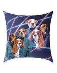 '1980's Lazer Portrait (2 Males/1 Female)' Personalized 3 Pet Throw Pillow