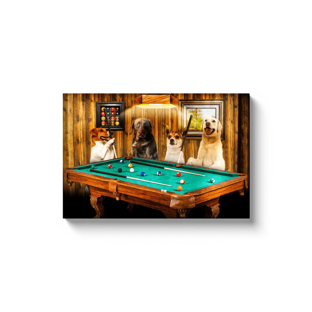 &#39;The Pool Players&#39; Personalized 4 Pet Canvas