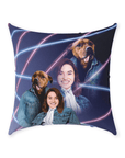 '1980s Lazer Portrait Pet(Male)/Human(Female)' Personalized Throw Pillow