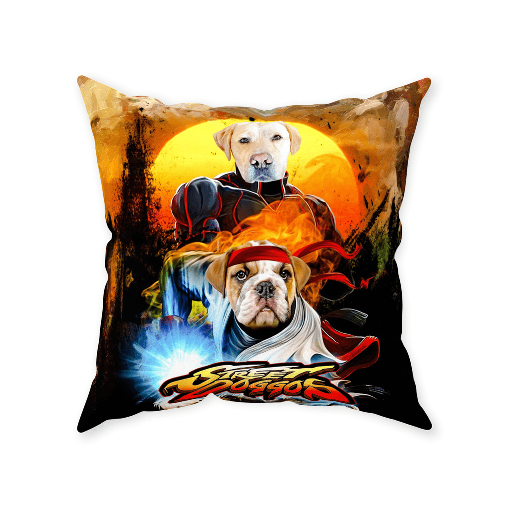 &#39;Street Doggos&#39; Personalized 2 Pet Throw Pillow