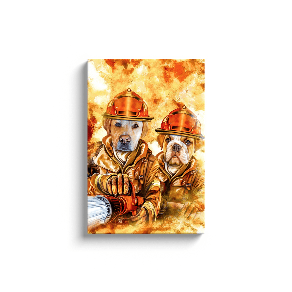 &#39;The Firefighters&#39; Personalized 2 Pet Canvas