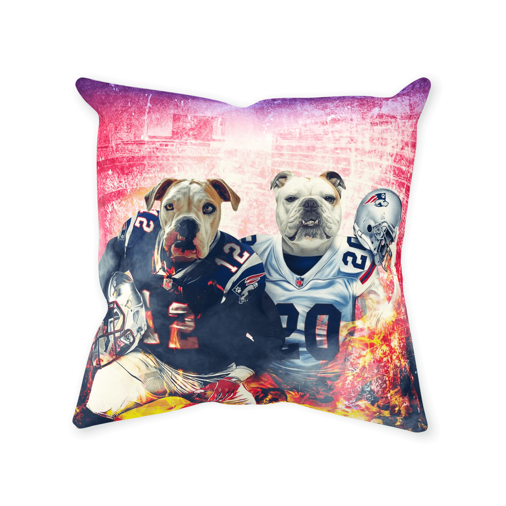 &#39;New England Doggos&#39; Personalized 2 Pet Throw Pillow