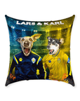 Cojín para 2 mascotas personalizado 'Sweden Doggos Euro Football'