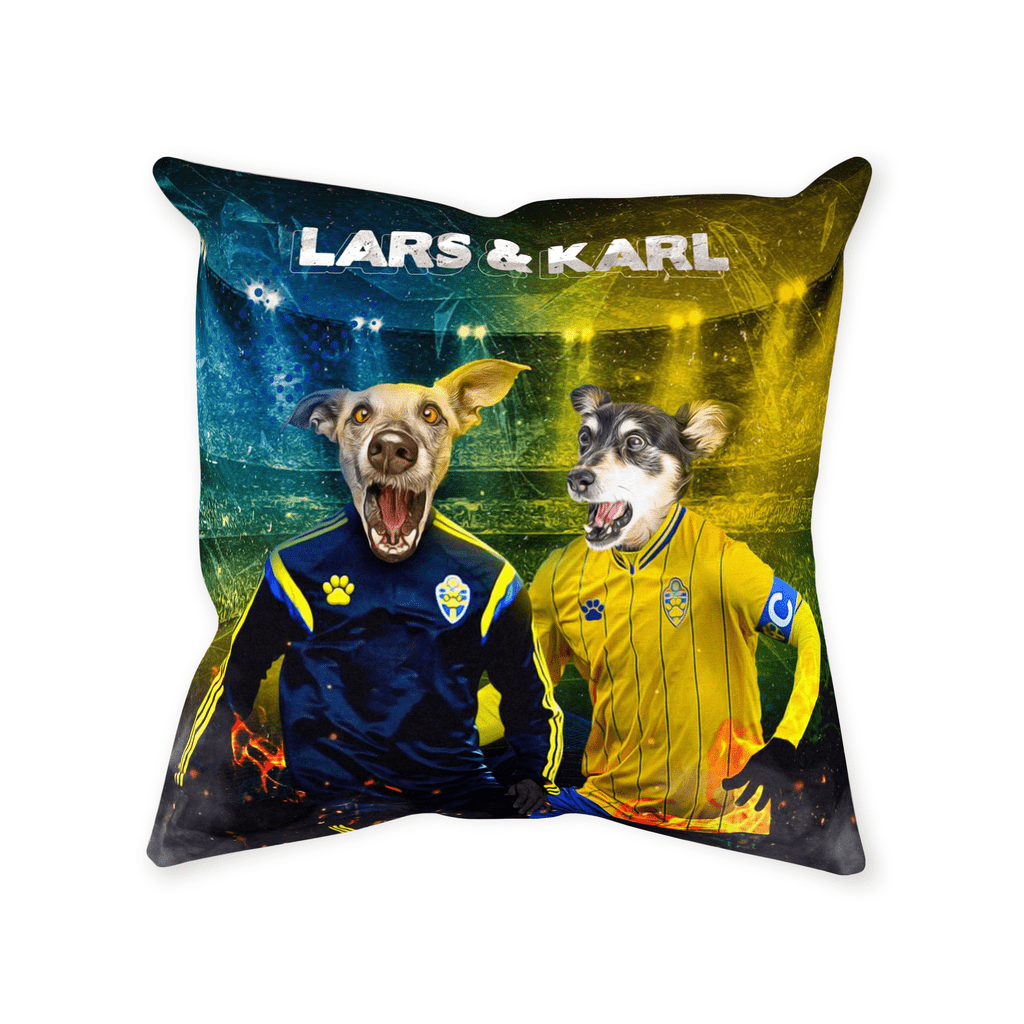Cojín para 2 mascotas personalizado &#39;Sweden Doggos Euro Football&#39;
