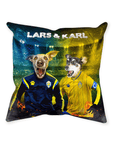 'Sweden Doggos Euro Football' Personalized 2 Pet Throw Pillow