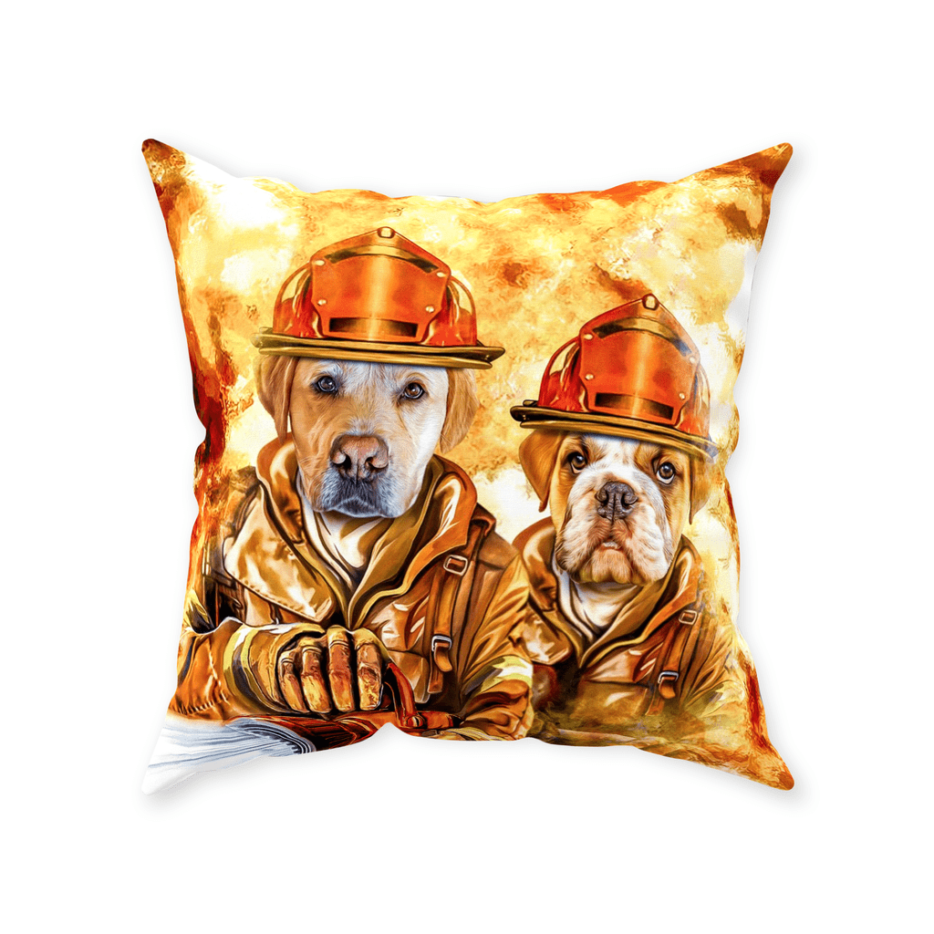 &#39;The Firefighters&#39; Personalized 2 Pet Throw Pillow