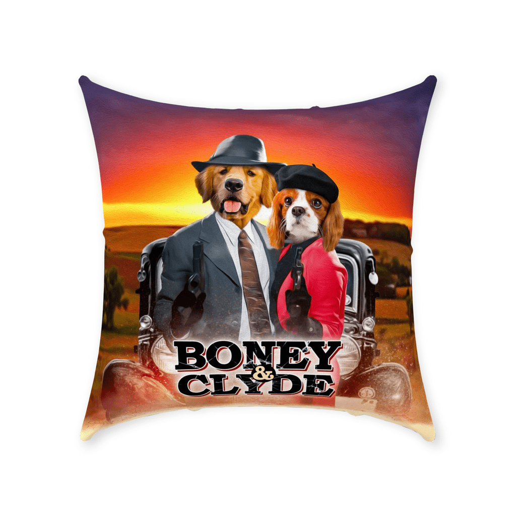 &#39;Boney and Clyde&#39; Personalized 2 Pet Throw Pillow