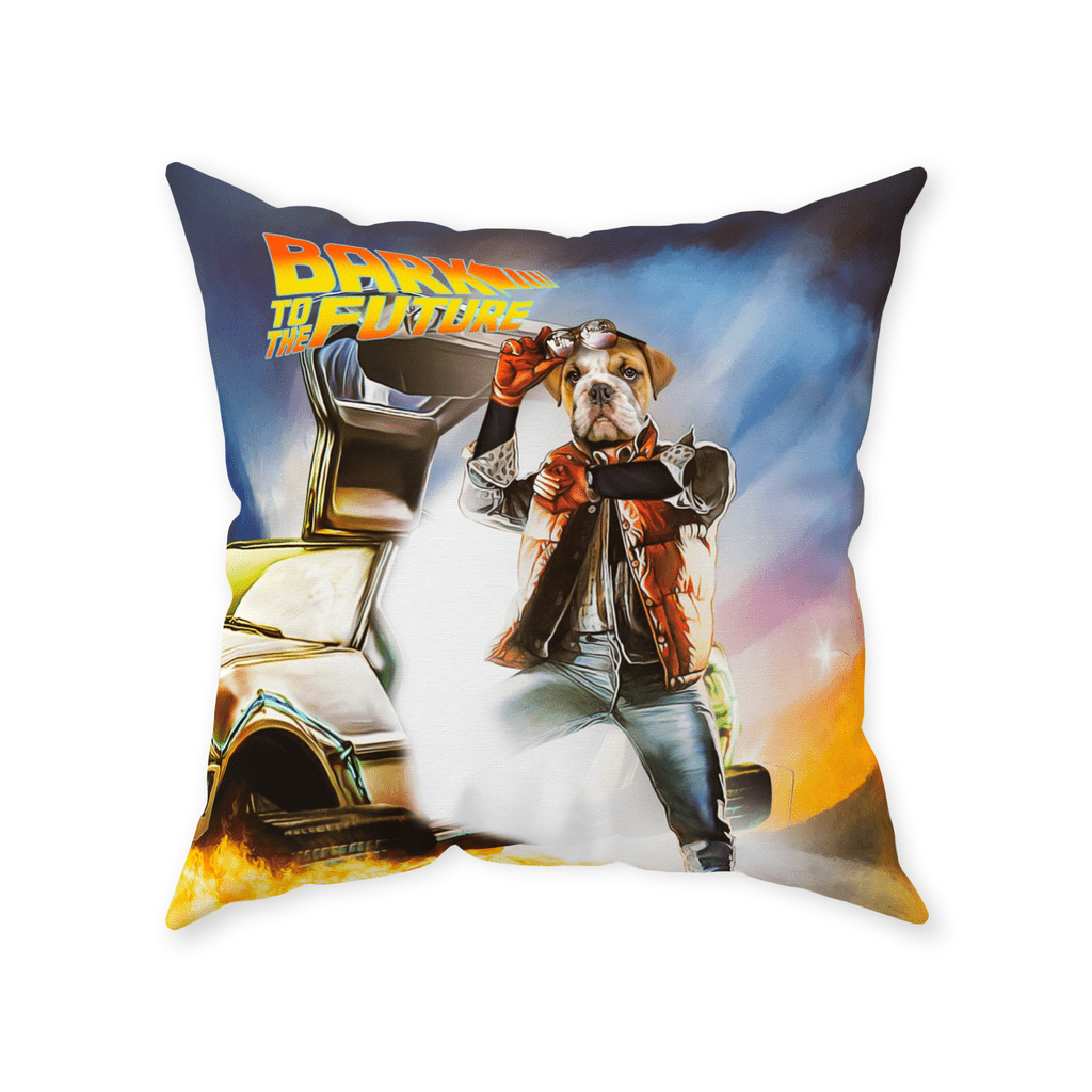 &#39;Bark to the Future&#39; Personalized Pet Throw Pillow