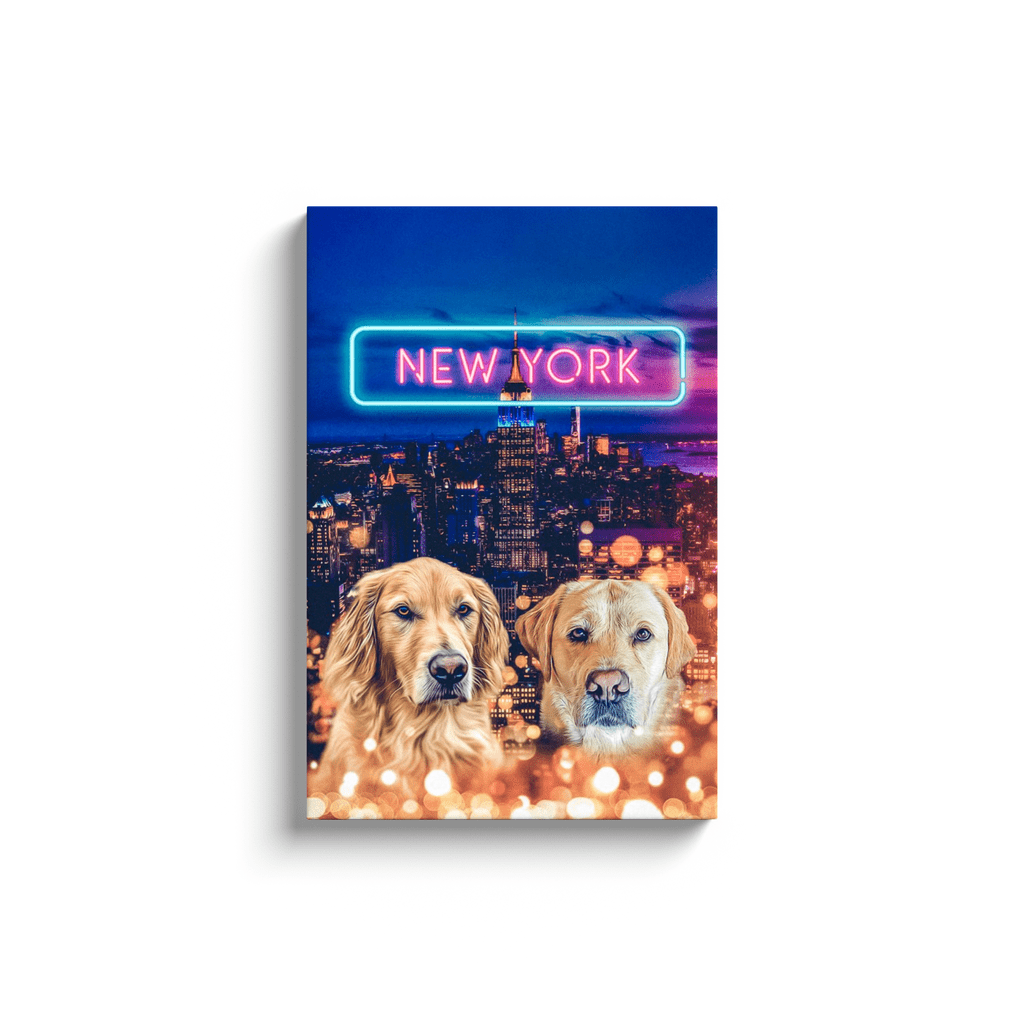 &#39;Doggos of New York&#39; Personalized 2 Pet Canvas