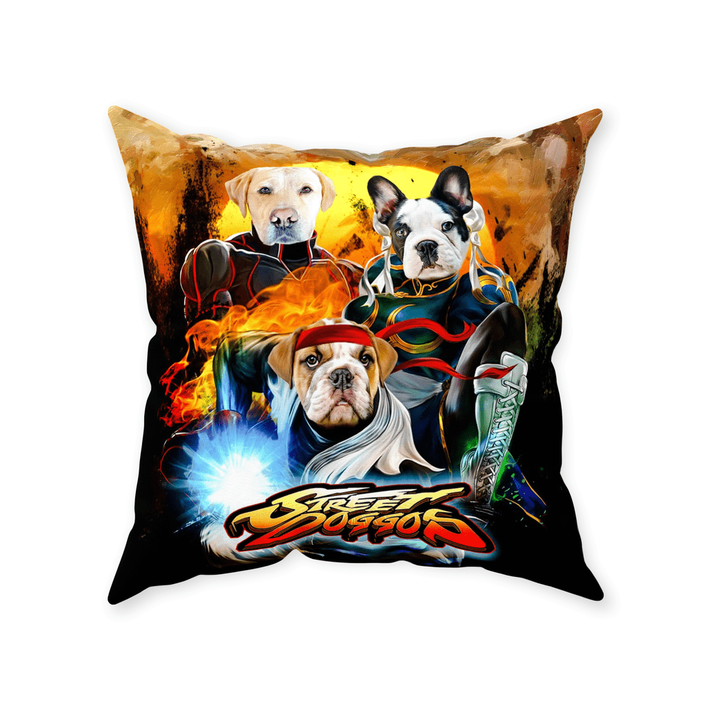 &#39;Street Doggos&#39; Personalized 3 Pet Throw Pillow