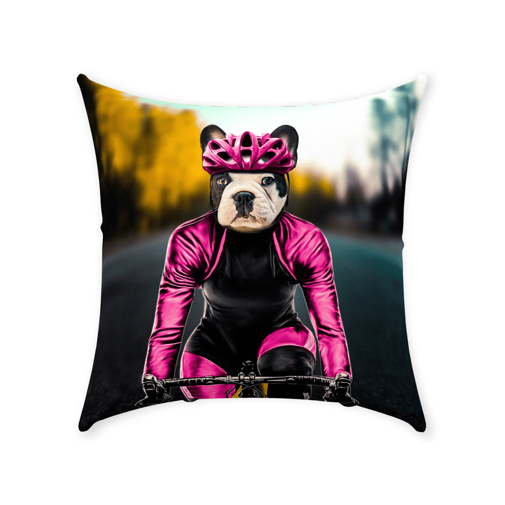 &#39;The Female Cyclist&#39; Personalized Pet Throw Pillow