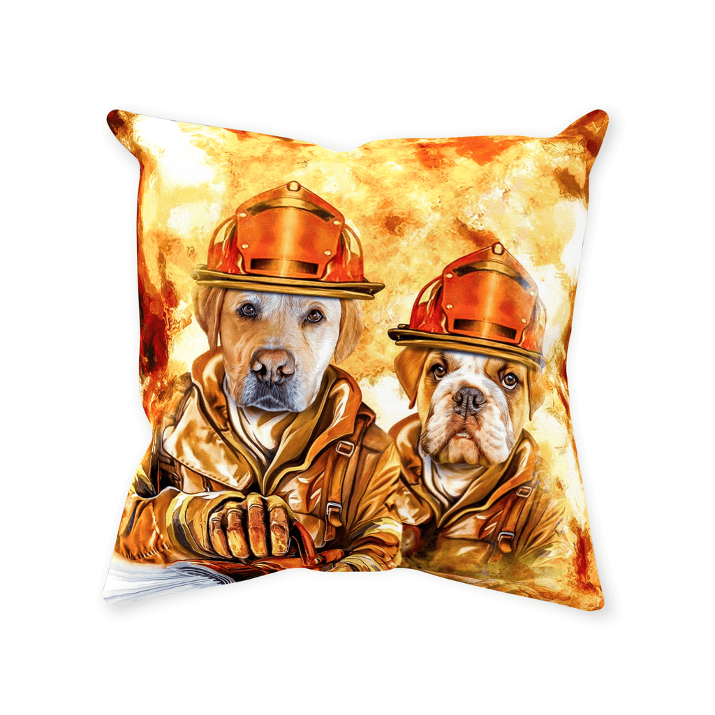 &#39;The Firefighters&#39; Personalized 2 Pet Throw Pillow