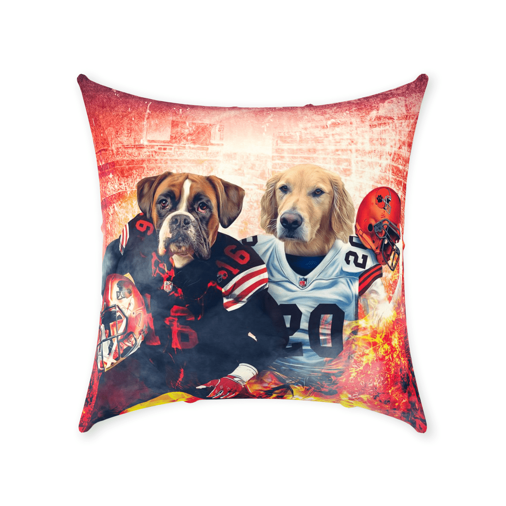&#39;Cleveland Doggos&#39; Personalized 2 Pet Throw Pillow