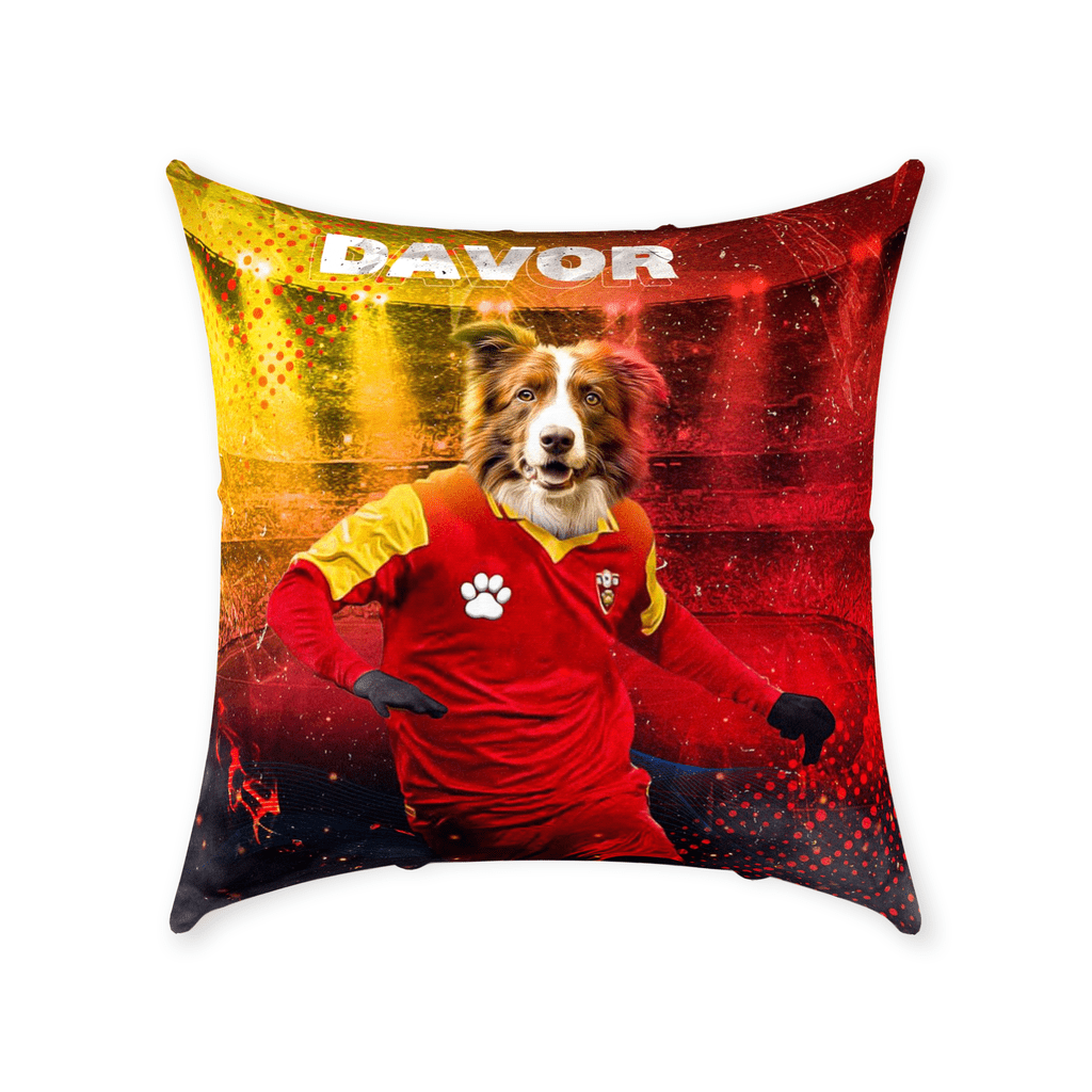 &#39;Montenegro Doggos Euro Football&#39; Personalized Pet Throw Pillow