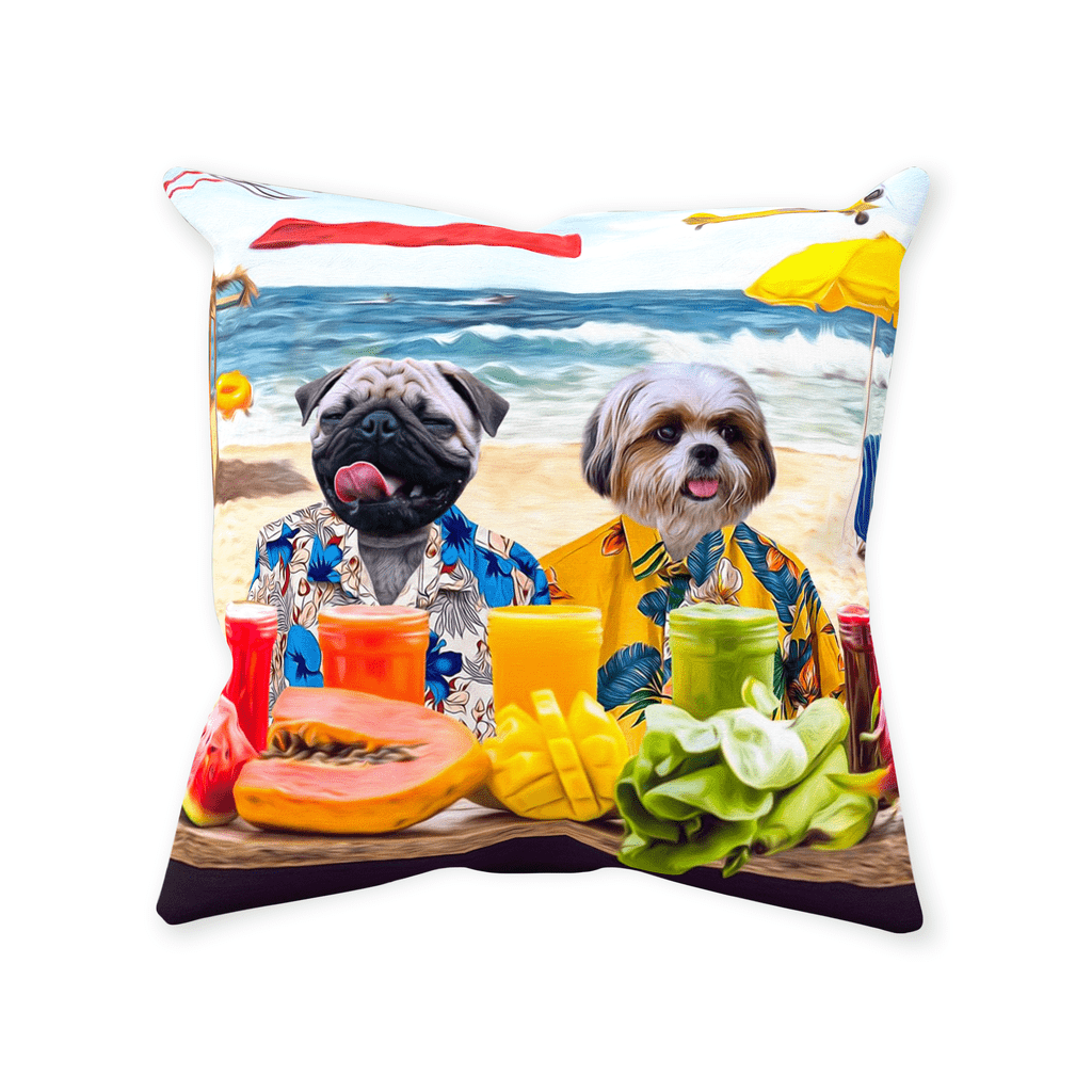 Cojín personalizado para 2 mascotas &#39;The Beach Dogs&#39;