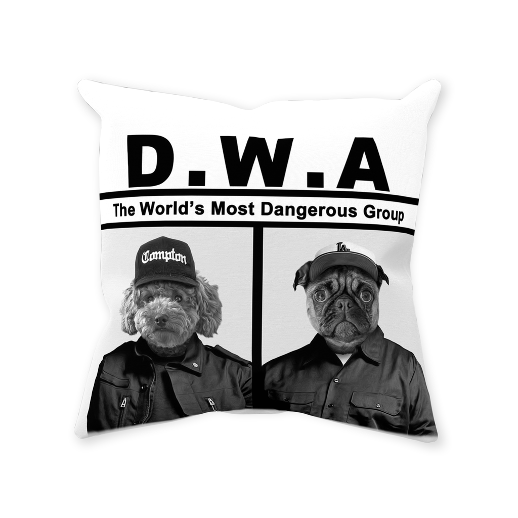 &#39;D.W.A (Doggos with Attitude)&#39; Personalized 2 Pet Throw Pillow