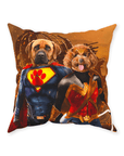 'Superdog & Wonder Doggette' Personalized 2 Pet Throw Pillow