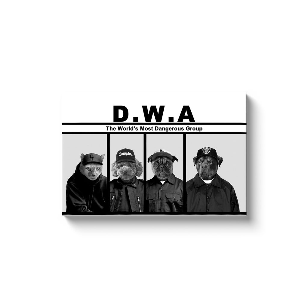 &#39;D.W.A. (Doggo&#39;s With Attitude)&#39; Personalized 4 Pet Canvas