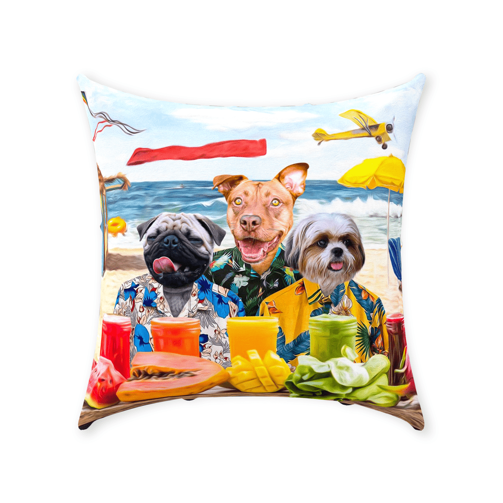 &#39;The Beach Dogs&#39; Personalized 3 Pet Throw Pillow