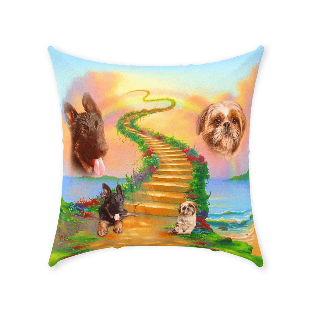 &#39;The Rainbow Bridge 2 Pet&#39; Personalized 2 Pet Throw Pillow