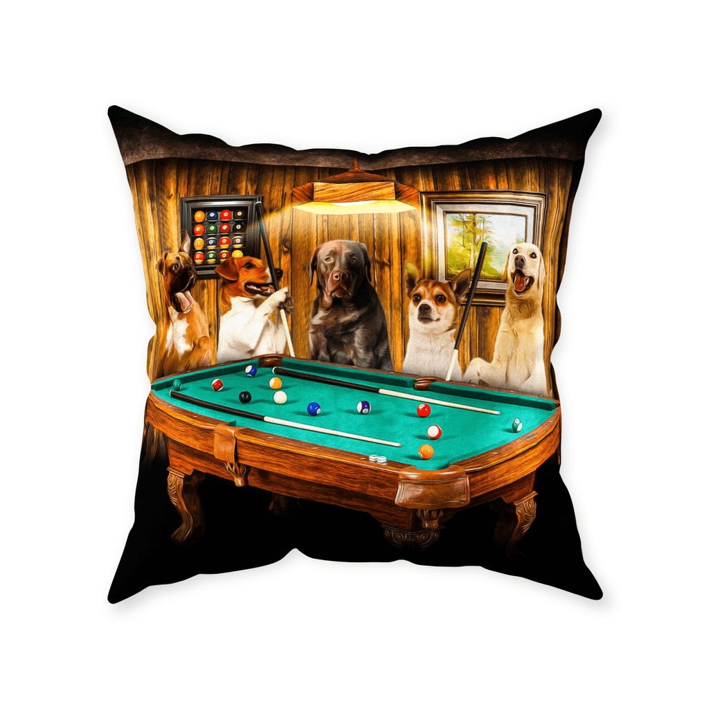 &#39;The Pool Players&#39; Personalized 5 Pet Throw Pillow
