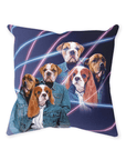 '1980's Lazer Portrait (2 Males/1 Female)' Personalized 3 Pet Throw Pillow