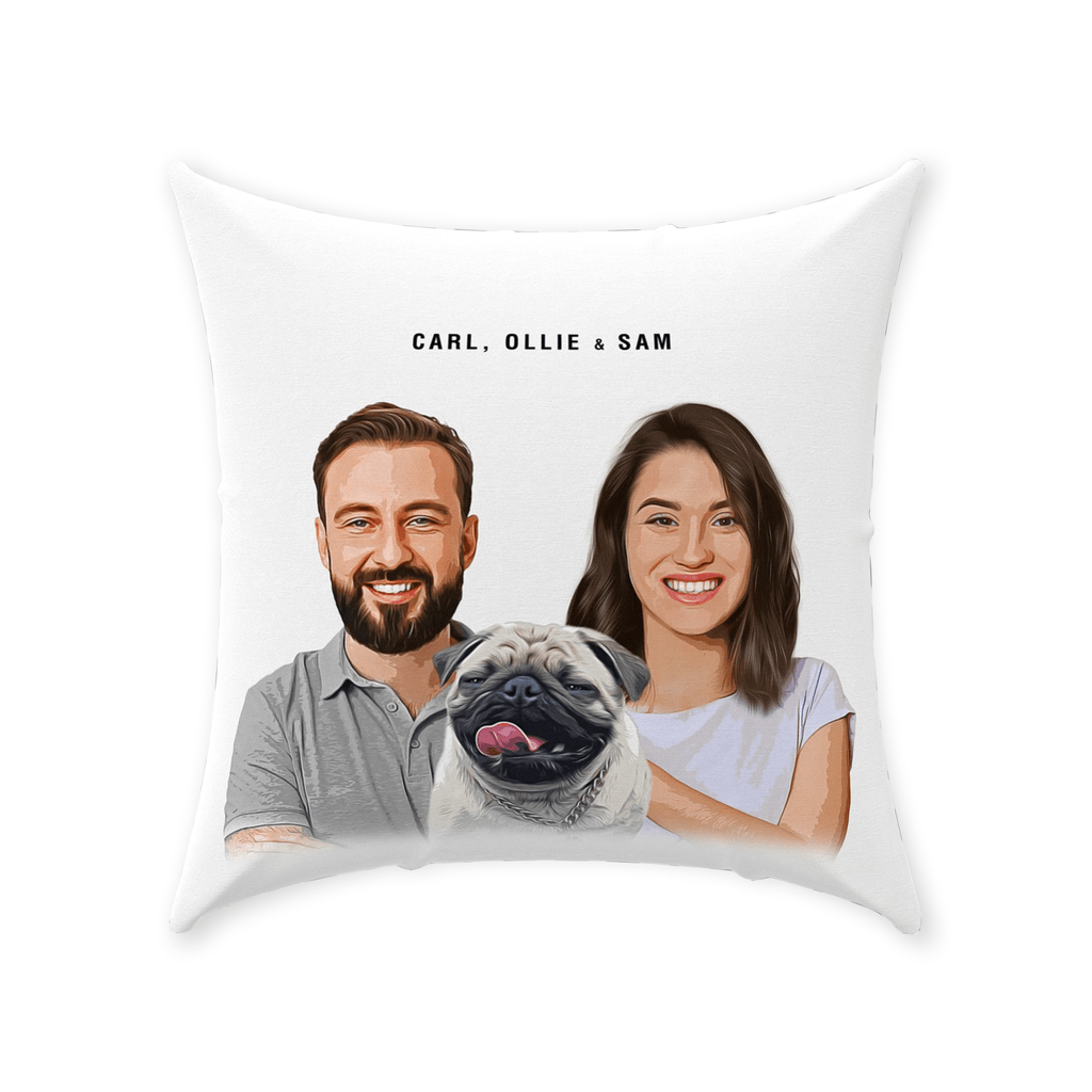 Personalized Modern Pet &amp; Humans Throw Pillow