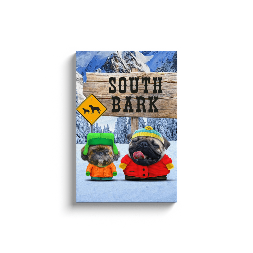 &#39;South Bark&#39; Personalized 2 Pet Canvas