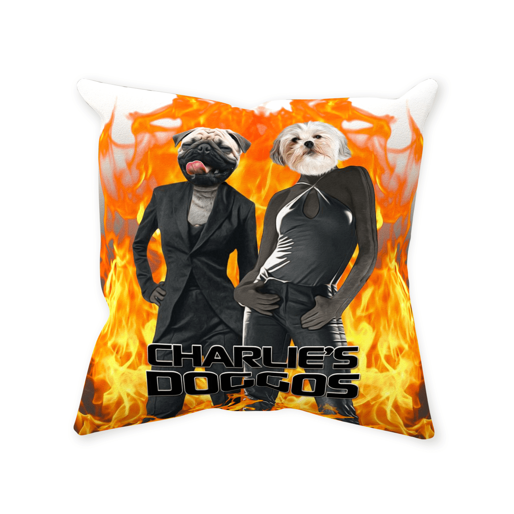 &#39;Charlie&#39;s Doggos&#39; Personalized 2 Pet Throw Pillow