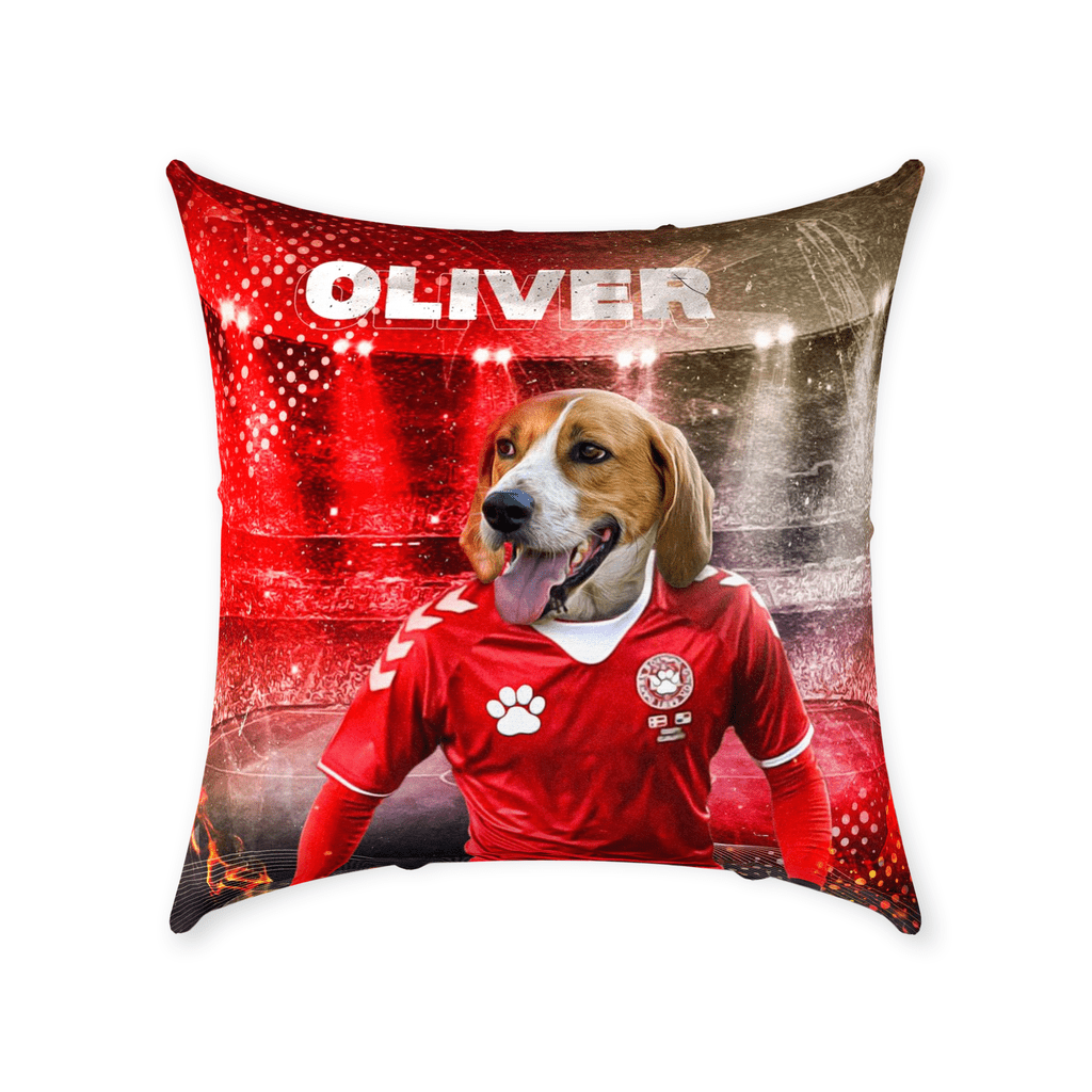 &#39;Denmark Doggos Soccer&#39; Personalized Pet Throw Pillow