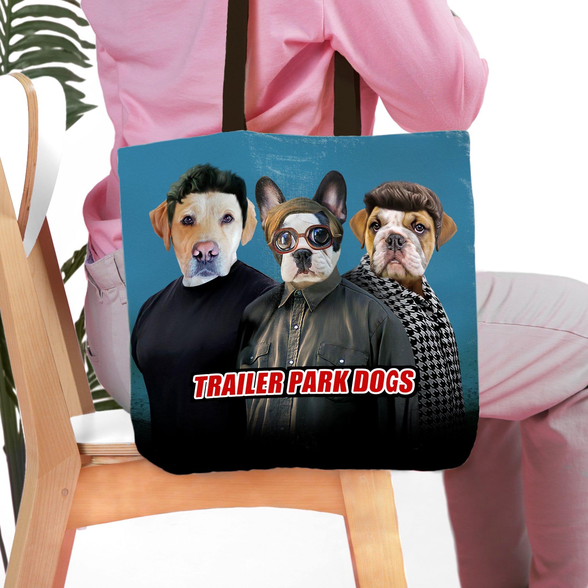 Bolsa de asas personalizada para 3 mascotas &#39;Trailer Park Dogs&#39;