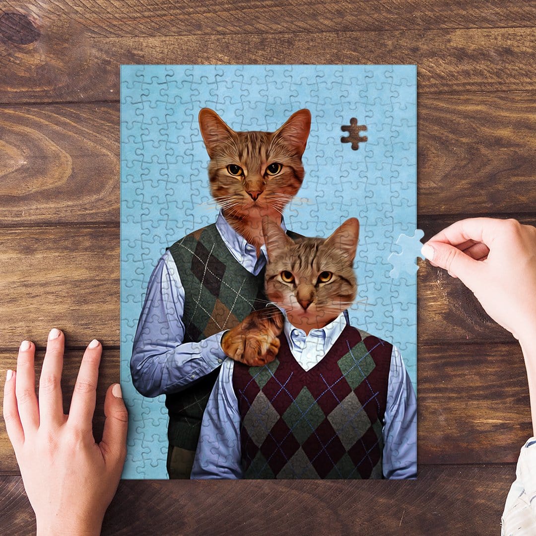 &#39;Step Kitties&#39; Personalized 2 Pet Puzzle