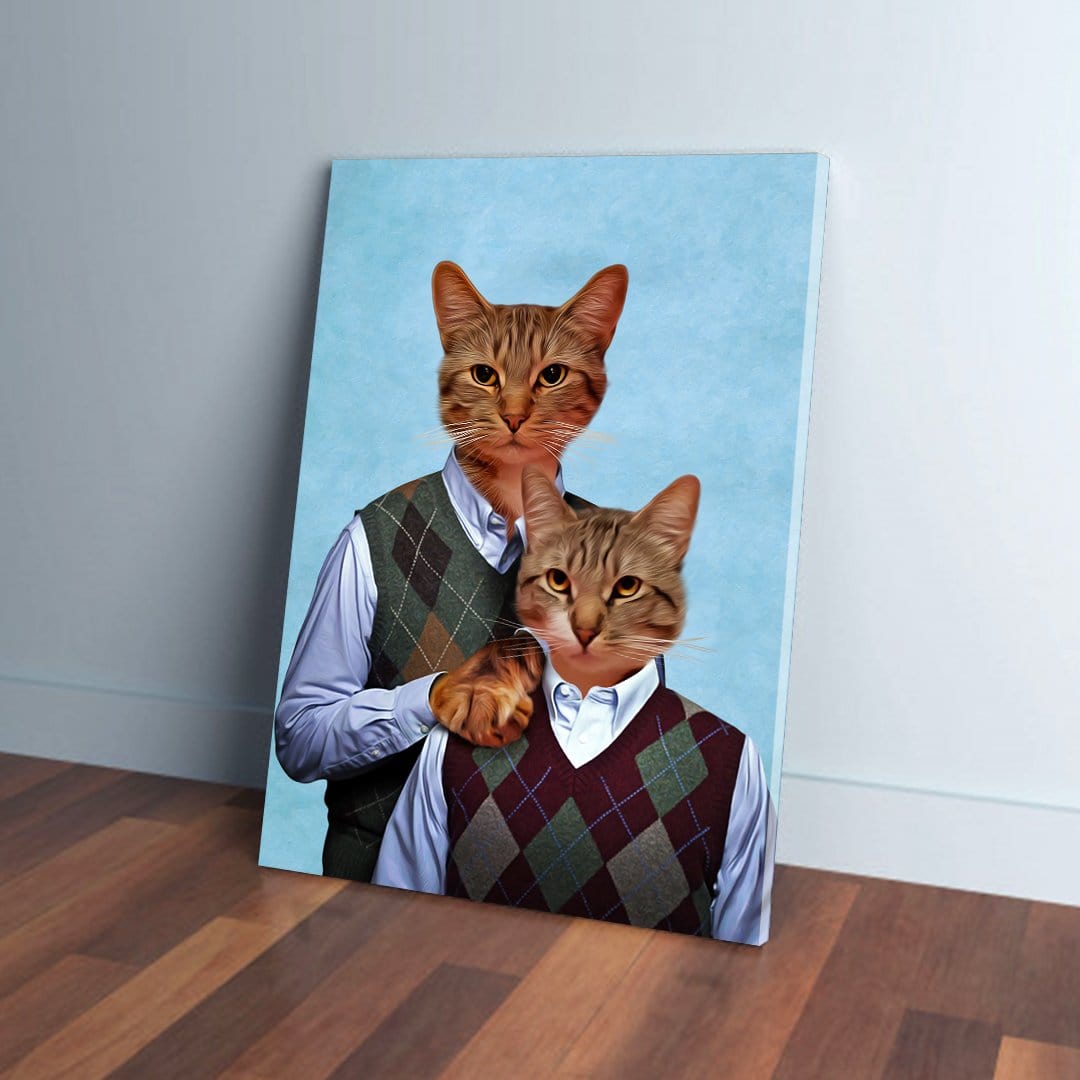&#39;Step-Kitties&#39; Personalized 2 Cat Canvas