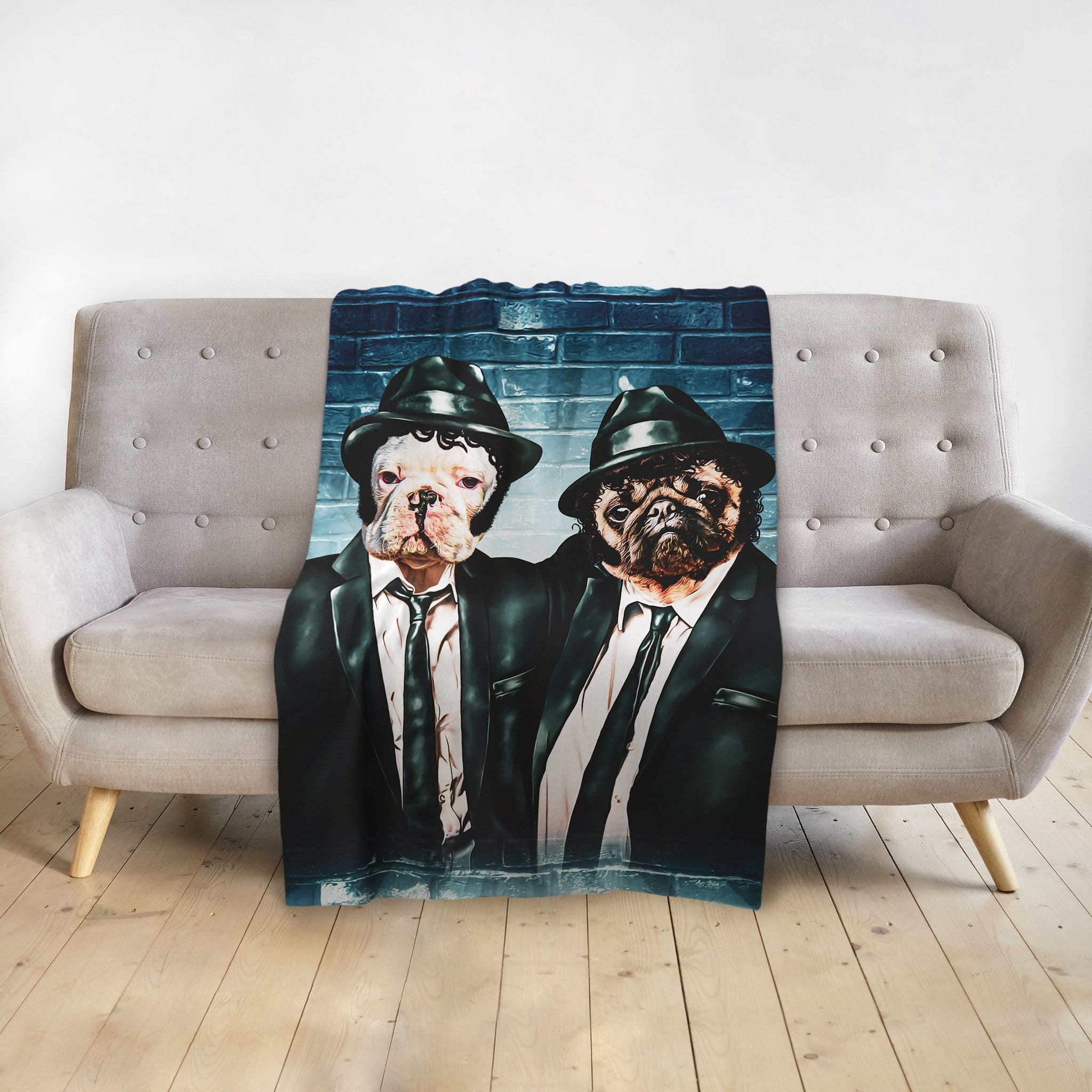 &#39;The Blues Doggos&#39; Personalized 2 Pet Blanket