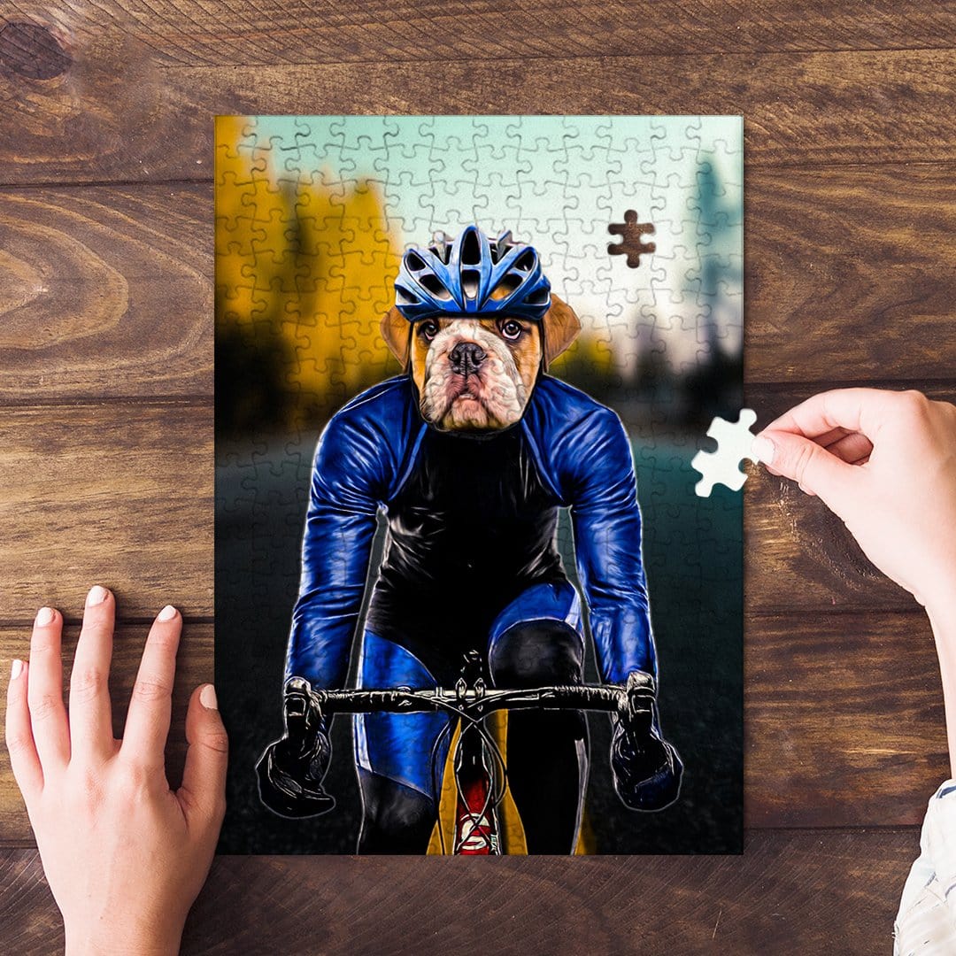 &#39;The Male Cyclist&#39; Personalized Pet Puzzle
