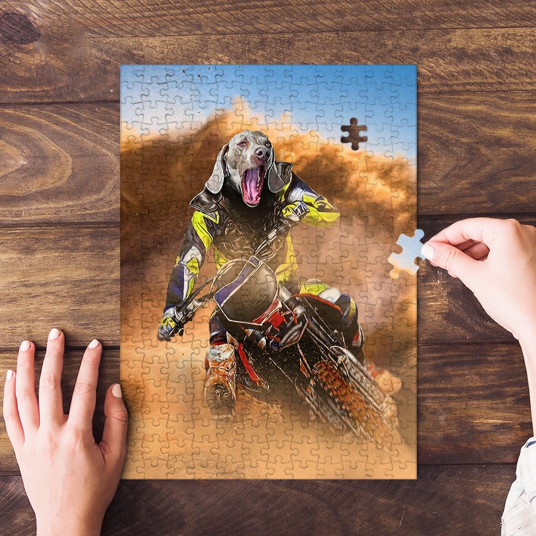 &#39;The Motocross Rider&#39; Personalized Pet Puzzle
