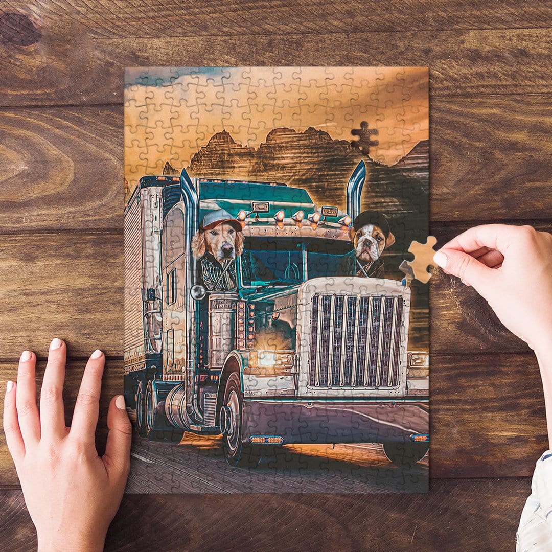 &#39;The Truckers&#39; Personalized 2 Pet Puzzle